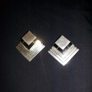 Sterling Silver Square Earrings w/Black Onyx Inlay